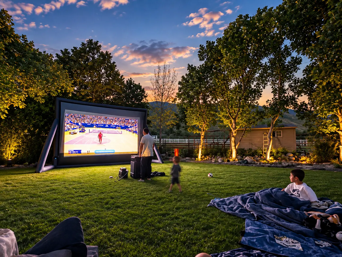 Outdoor movie package - projector and inflatable screen